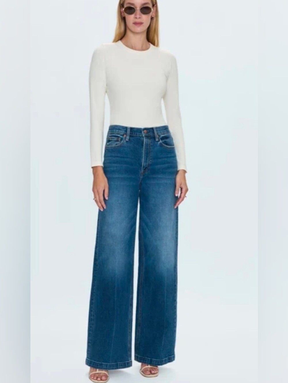 Pistola Lana High Rise Ultra Wide Leg Cider  Medium Wash Jean Sz 32